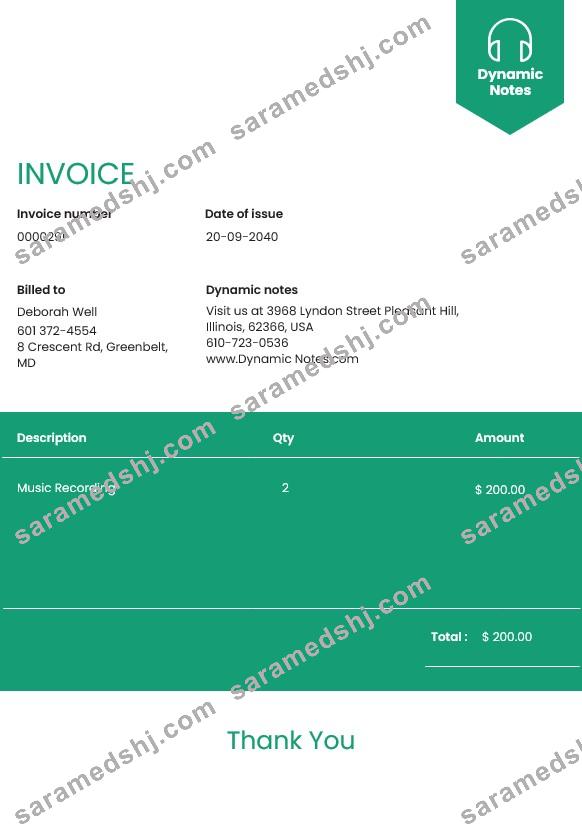 Music Production Invoice Template
